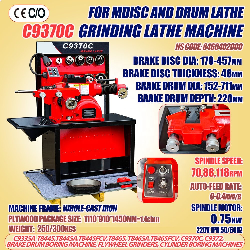 Auto Suv Car Tire Repair Stand Brake Lathe Cutting Machine Brake Disc and Drum Rotor Cutting Lathe C9370C