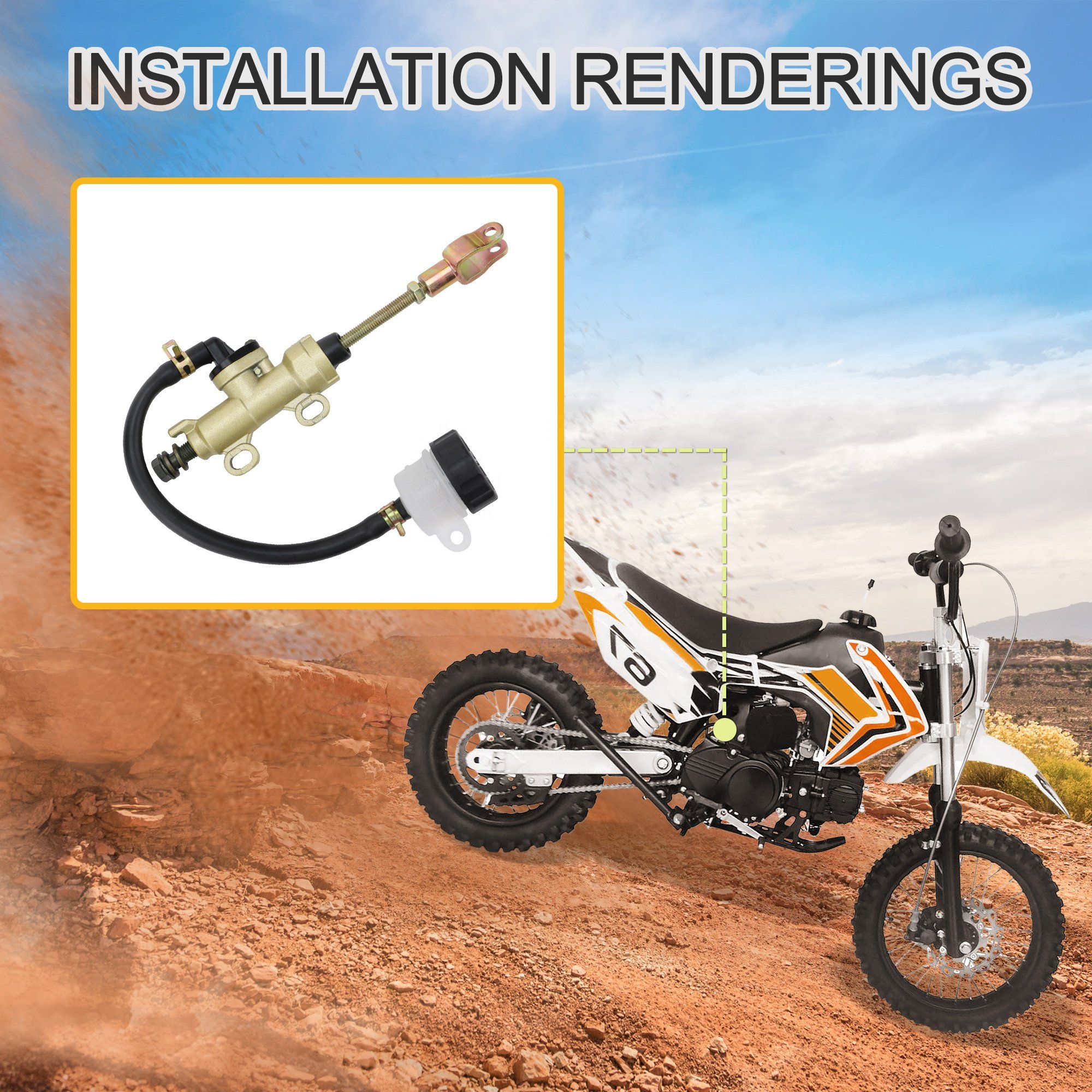 GOOFIT CNC Motorcycle Hydraulic Brake Pump Master Cylinder Replacement for 50cc-150cc Off Road Motorcycle ATV Scooter