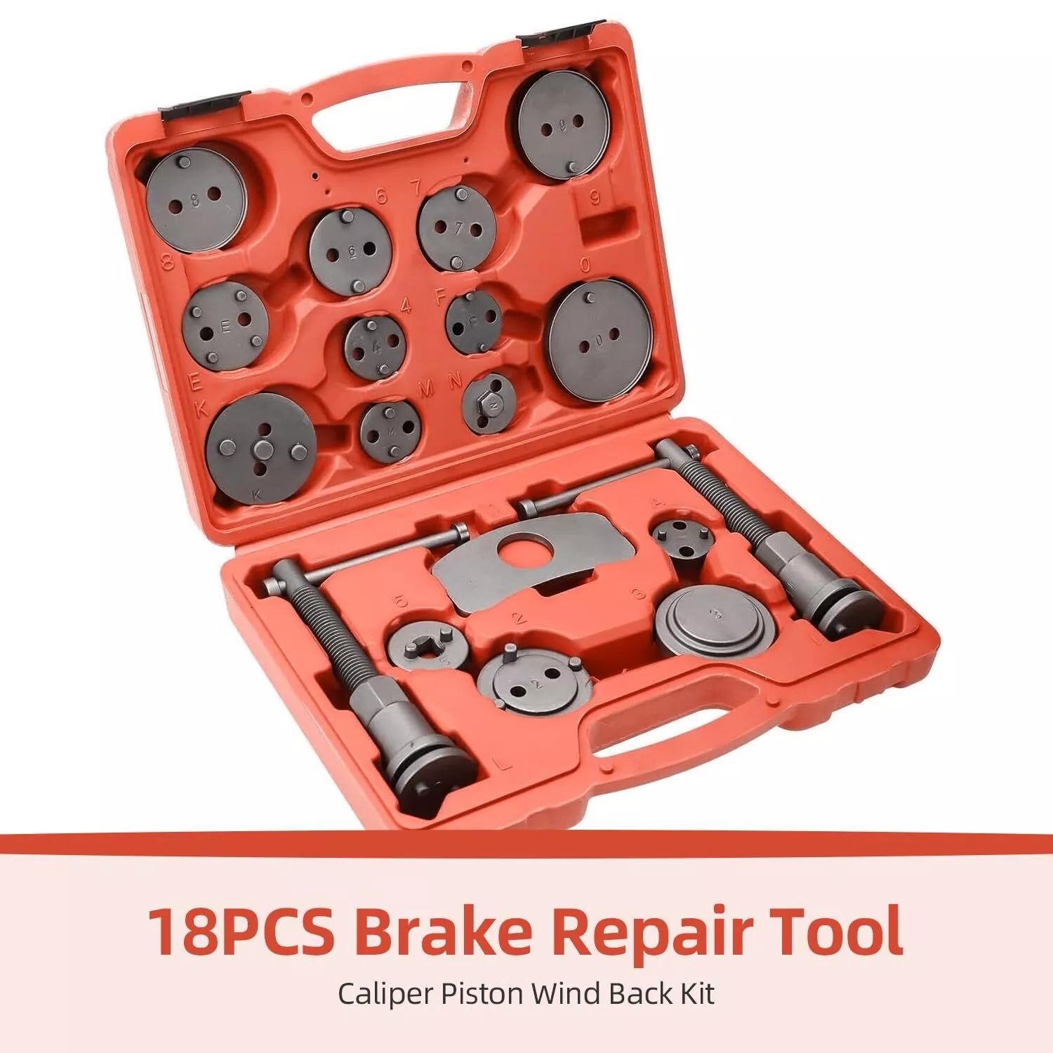 18PC Disc Brake Caliper Wind Back Tool Kit Piston Pad Compressor Rewind Tool Set