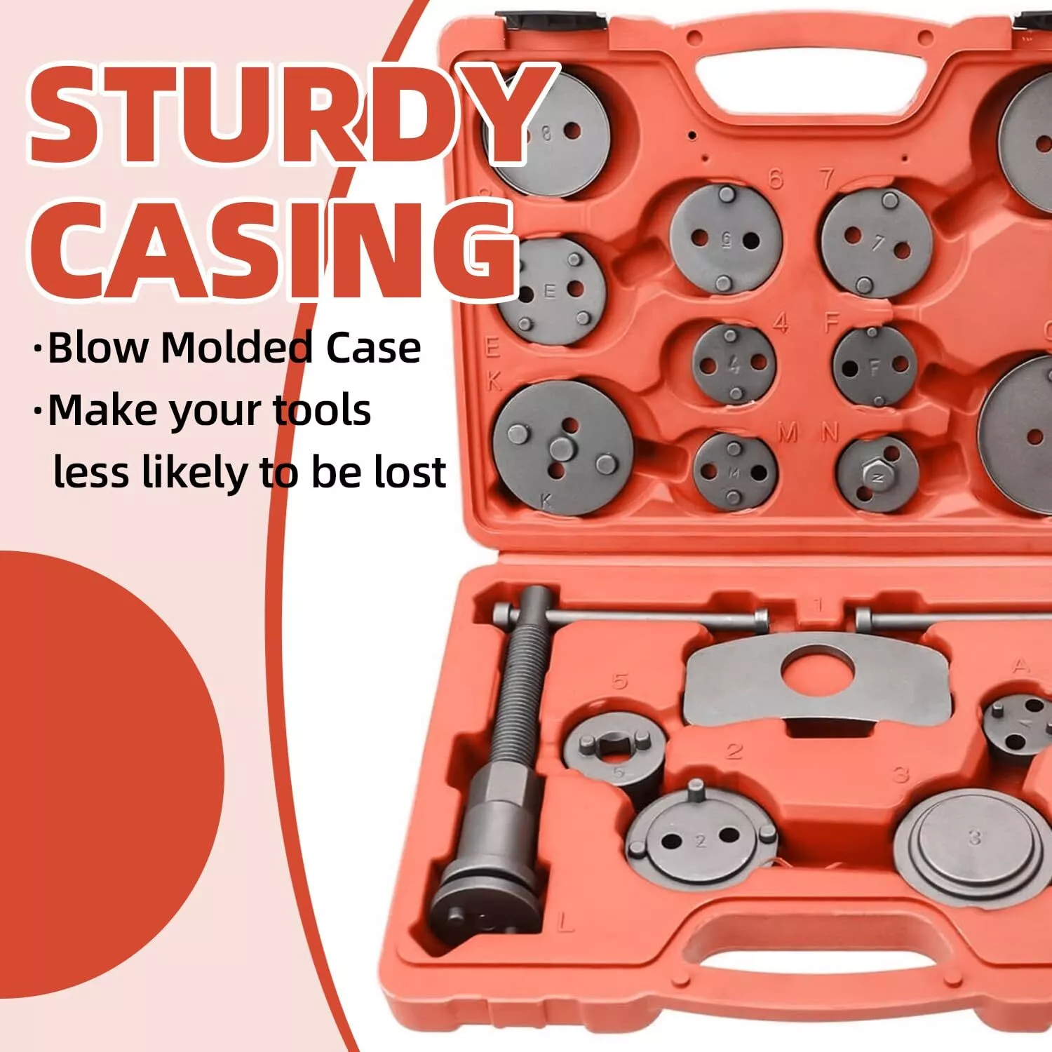 18PC Disc Brake Caliper Wind Back Tool Kit Piston Pad Compressor Rewind Tool Set
