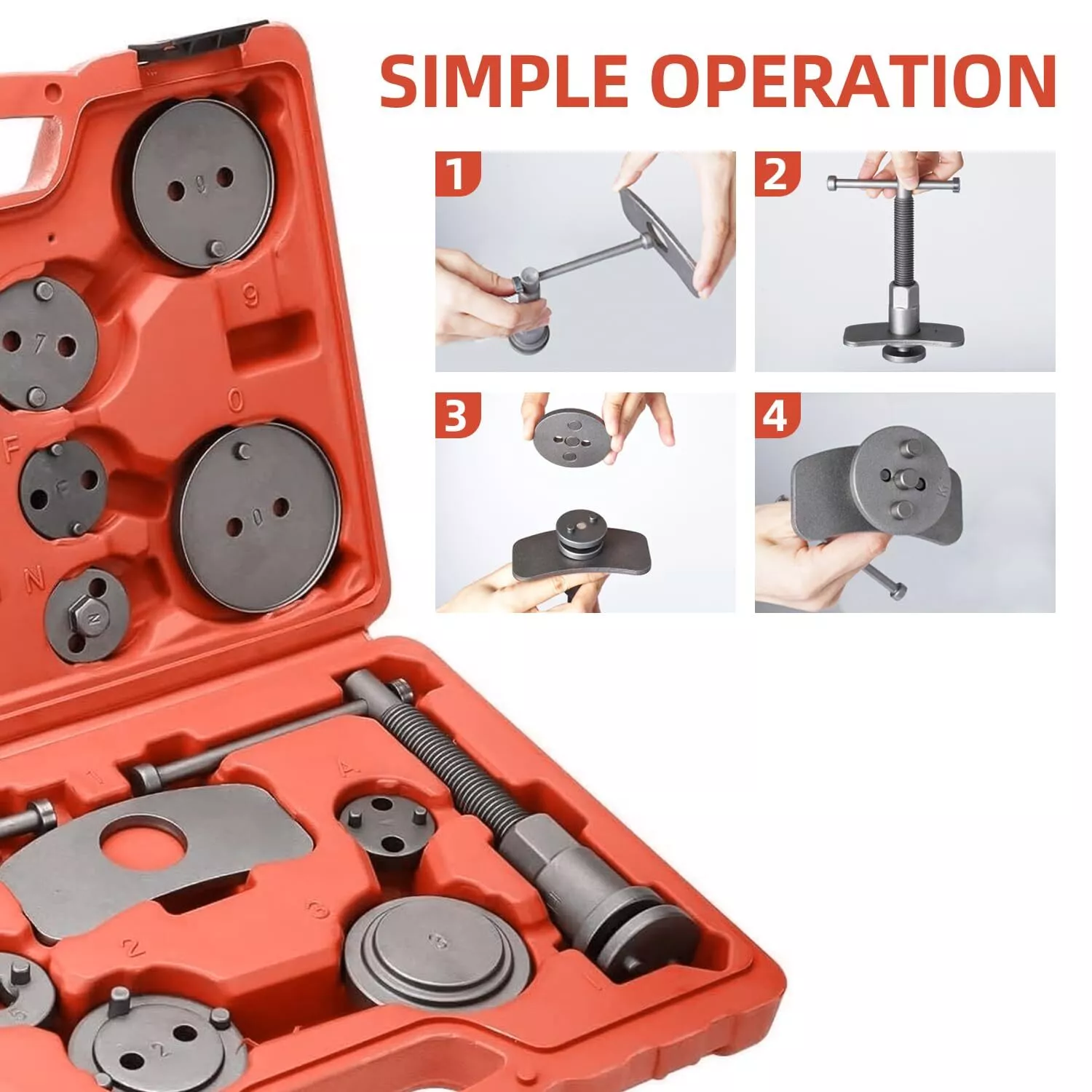 18PC Disc Brake Caliper Wind Back Tool Kit Piston Pad Compressor Rewind Tool Set