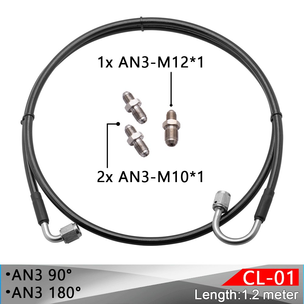 Master to Slave Cylinder Complete Stainless Clutch Line for 06-15 Honda Civic With 2 AN3 to M10*1 and 1 AN3 to M12*1 Fittings