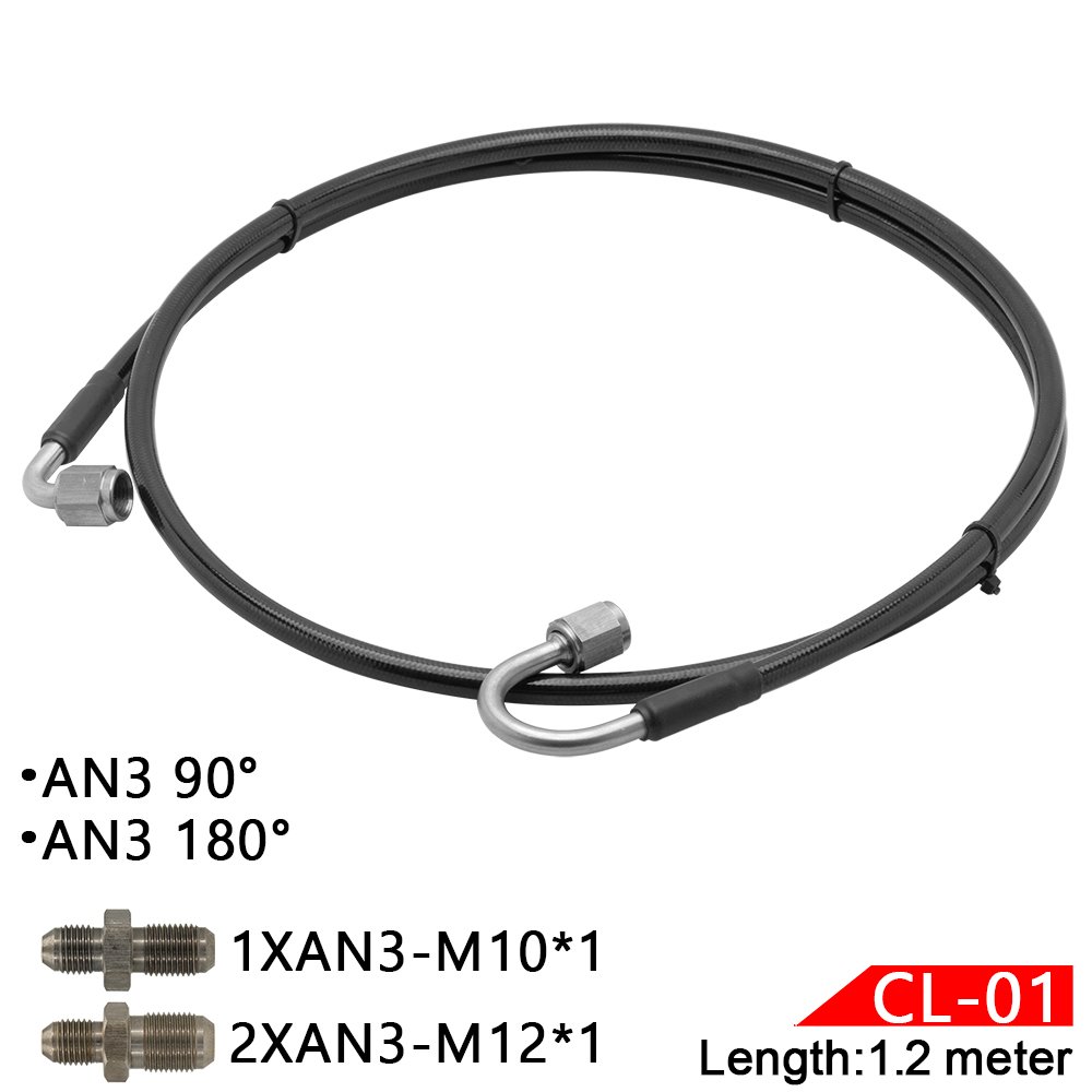 Master to Slave Cylinder Complete Stainless Clutch Line for 06-15 Honda Civic With 2 AN3 to M10*1 and 1 AN3 to M12*1 Fittings