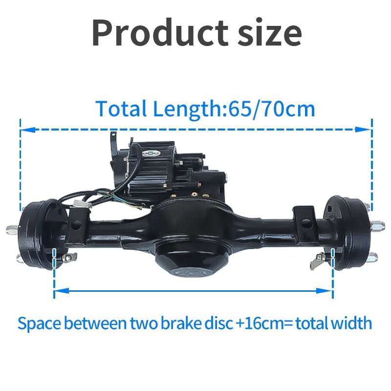 Electric Tricycle Brushless Motor Brake Rear Axle Assembly 48v800w1000w Low Speed Retrofit Load Engineering Grey Bucket Car