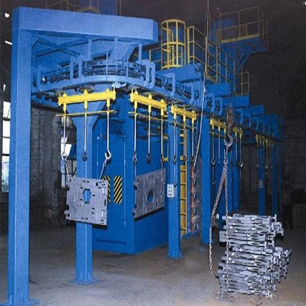 Q38 Q48 Q58 Continuous Overhead Rail Conveyor Shot Blasting Machine for Mass Production Foundry Castings Metal Parts