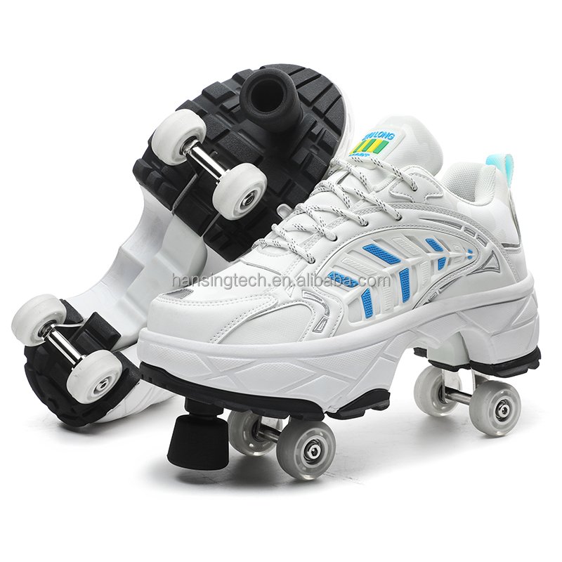 Suwanee Roller Skate Shoes Sport Kids Inline Skating Walking Shoes Children Kick Out Speed Sneakers 4 Wheels Retractable.