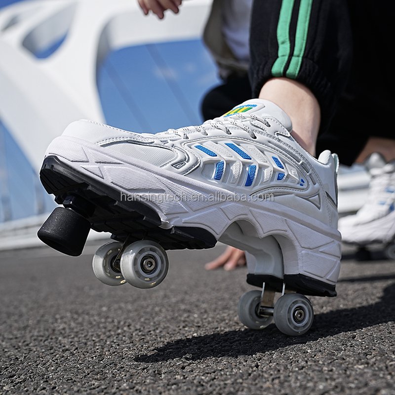 Suwanee Roller Skate Shoes Sport Kids Inline Skating Walking Shoes Children Kick Out Speed Sneakers 4 Wheels Retractable.