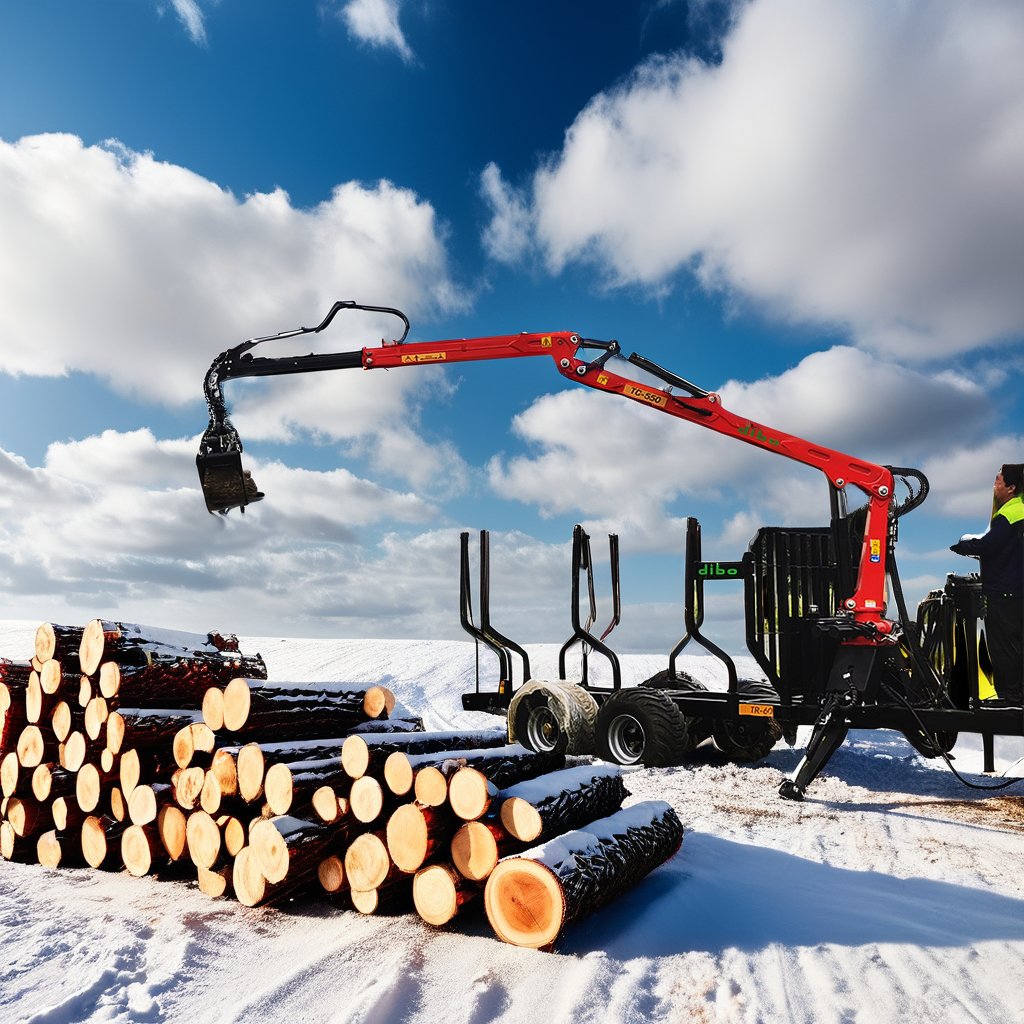 PTO Sturdy Forest Equipment 4 Rotary Cylinders Folding Arm Diesel Engine Pump Winch Hydraulic Timber Trailer With Air Brake