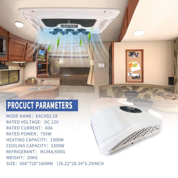 12V 24V DC Roof Parking Air Conditioner for Trucks RVs Buses Excavators Campers Agricultural Vehicles Air Conditioning Cold Hot