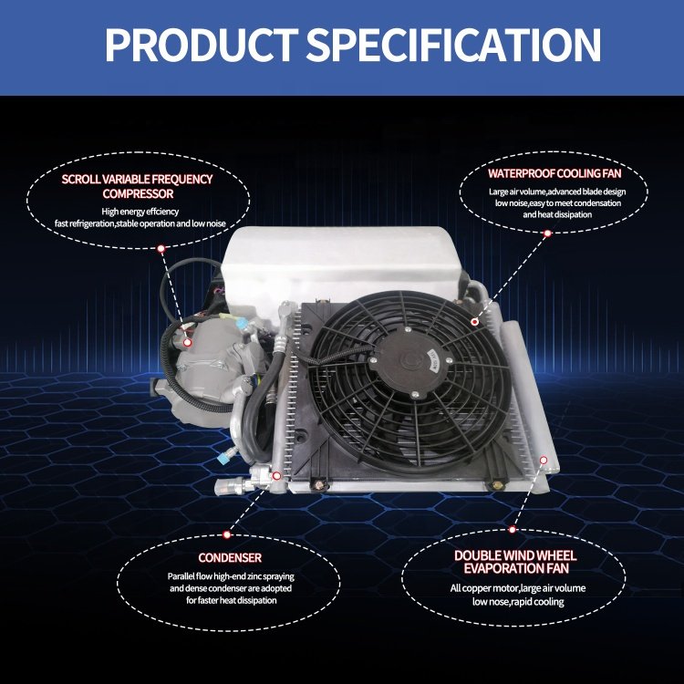 12V 24V DC Roof Parking Air Conditioner for Trucks RVs Buses Excavators Campers Agricultural Vehicles Air Conditioning Cold Hot
