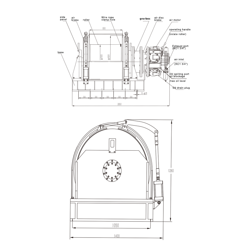 15 Ton/33000LBS Pneumatic Winch with Disc Brake + Single Air Brake for Flameproof Situations