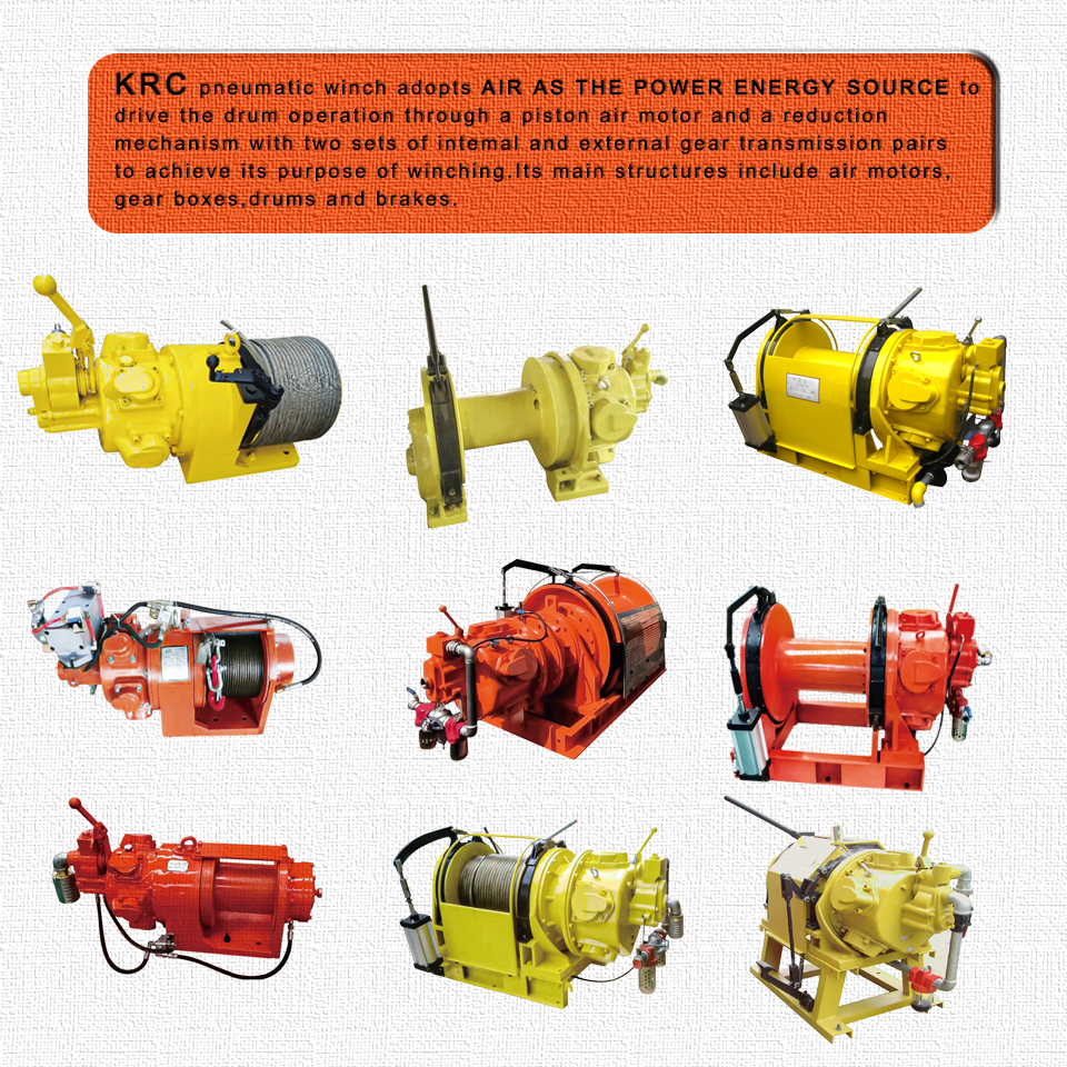 15 Ton/33000LBS Pneumatic Winch with Disc Brake + Single Air Brake for Flameproof Situations
