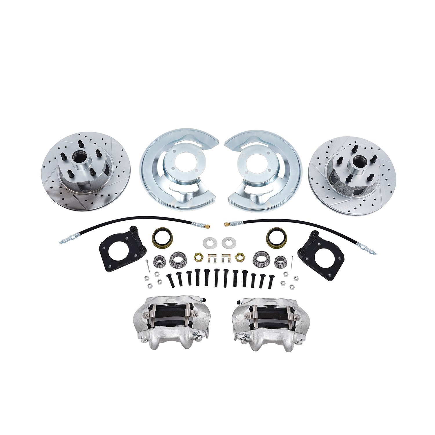 Front Power Disc Brake Conversion Kit for 1964-66 Ford Mustang Drilled Rotor Front Disc