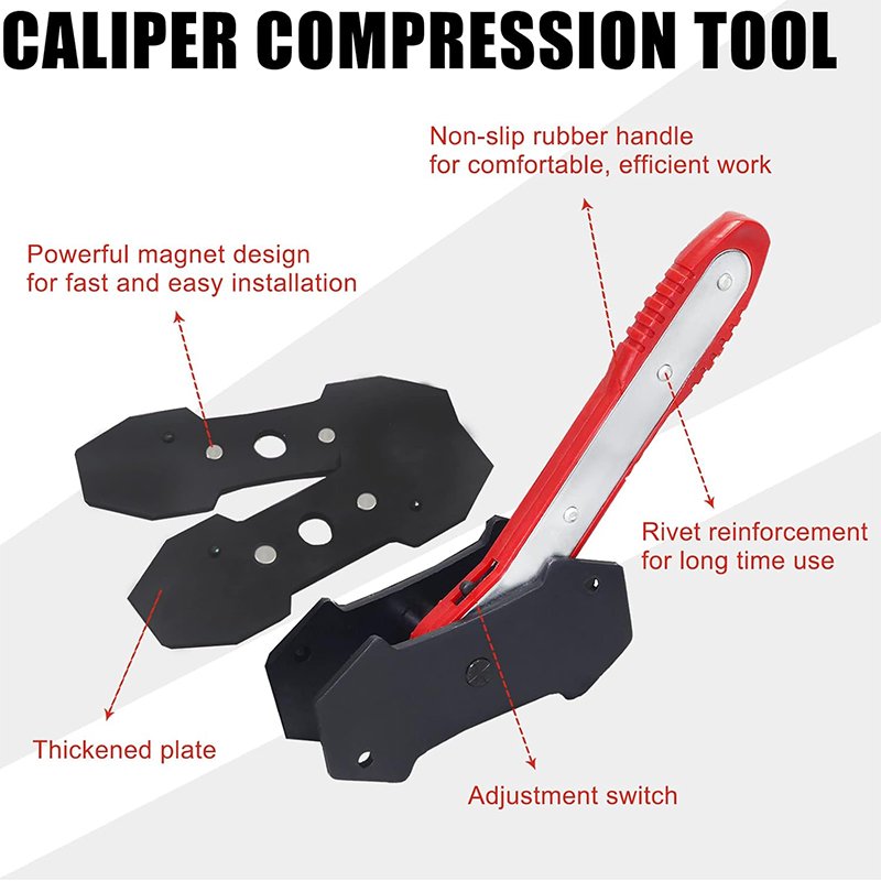 360 Degree Rotation Universal Car Ratcheting Brake Caliper Piston Spreader Press Tool with 2 Pcs Steel Plates Red & Blue