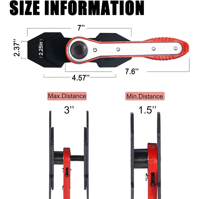 360 Degree Rotation Universal Car Ratcheting Brake Caliper Piston Spreader Press Tool with 2 Pcs Steel Plates Red & Blue