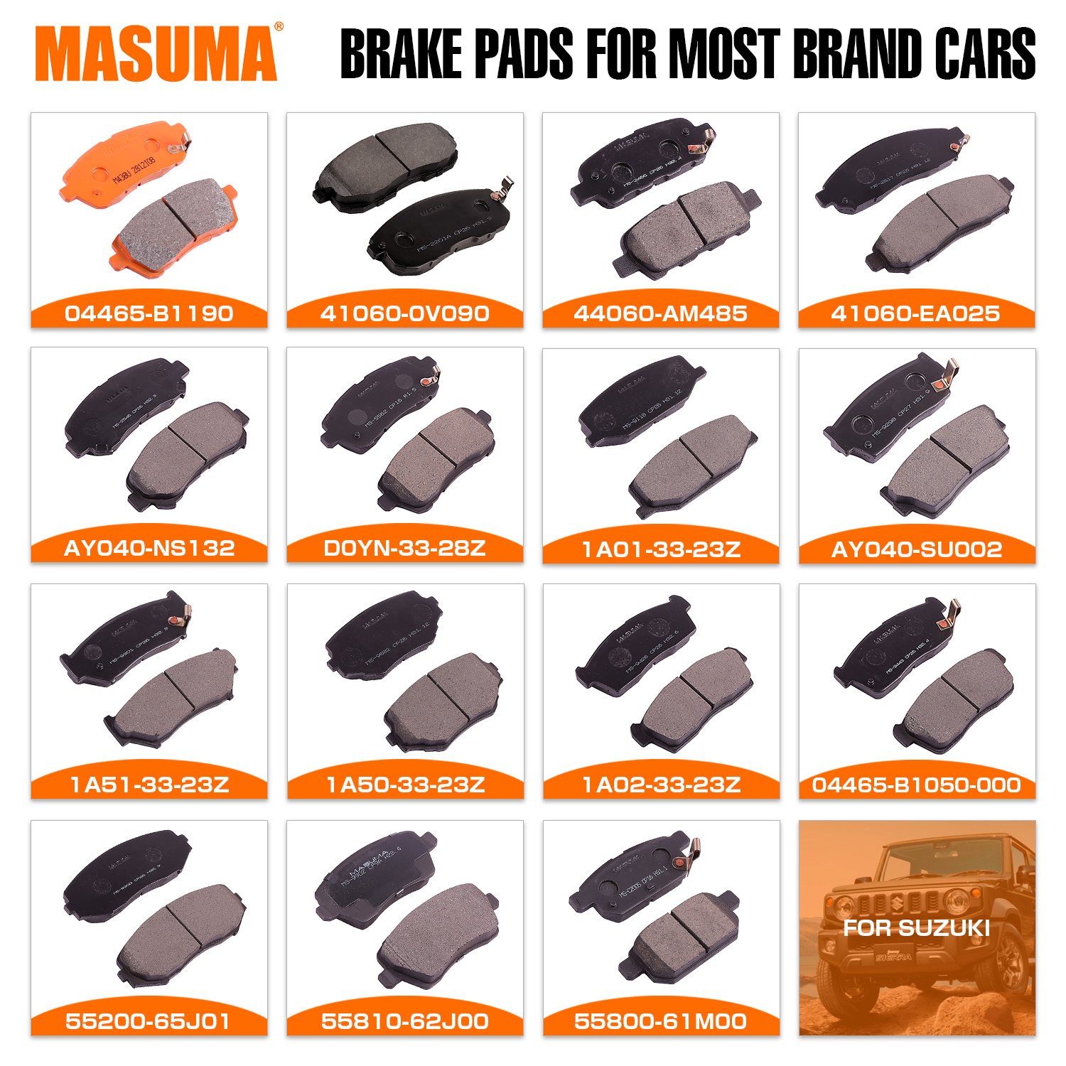 MS-2201N MASUMA Japanese Brand Ceramic Front Brake Pad for Suzuki SX4 for Nissan Teana & Maxima 41060-0V090 AY040-NS0151