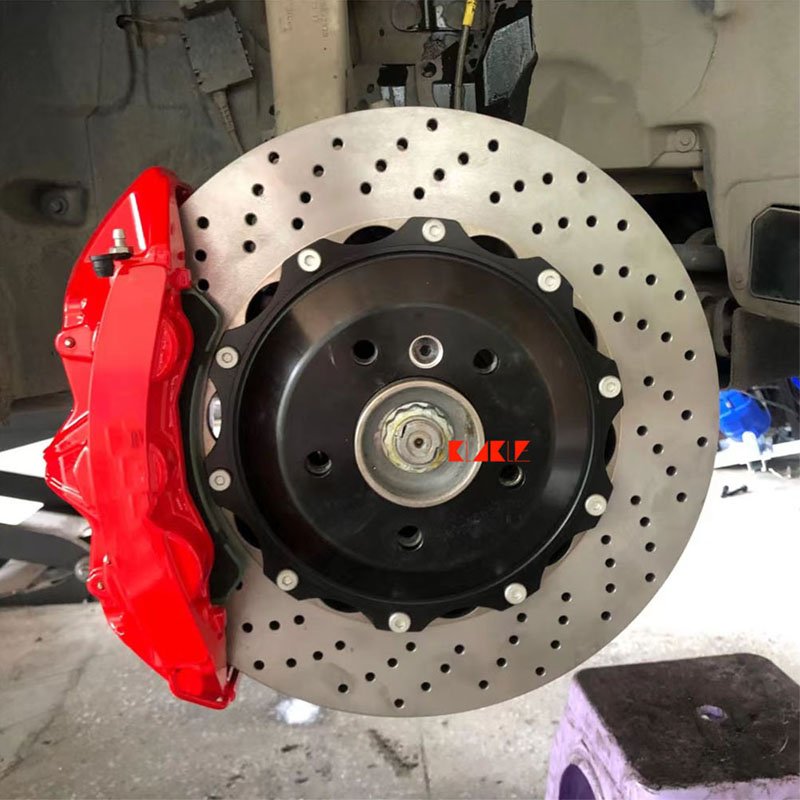 KLAKLE Front Caliper Kit 4 POT Caliper Brake 355x28MM Slotted Drilled Disc Rotor for Mitsubishi Outlander GT 3.0 V6 Engine 2014