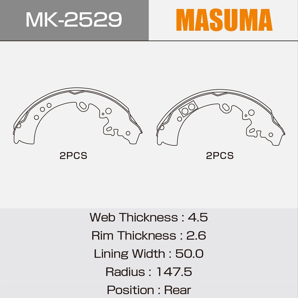 MASUMA MK-2529 Other Auto Brake Parts Drum Brake Shoes 04495-0K070 04495-0K120 04495-0K090 04495-0K020 for TOYOTA Hilux