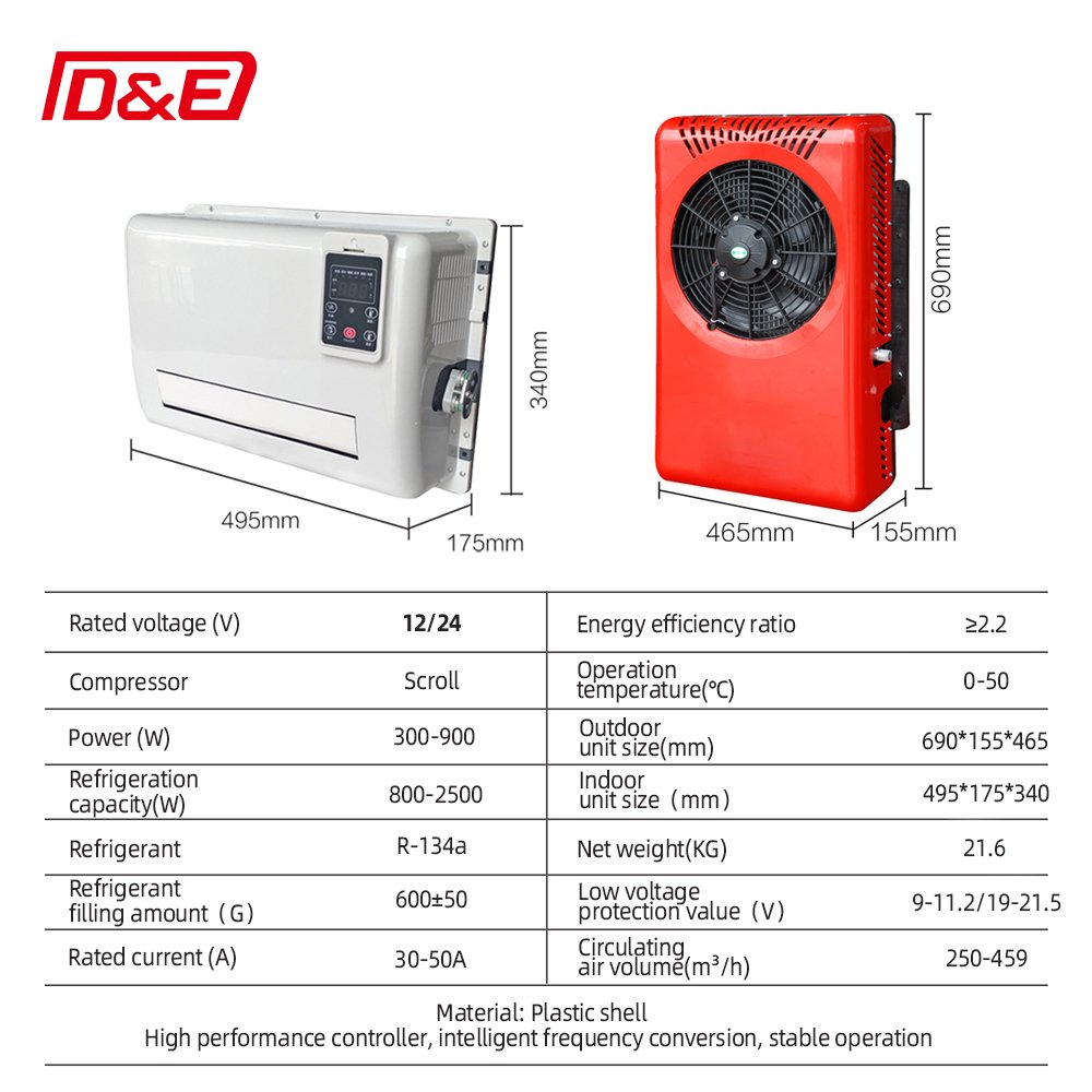 Digital Display12v 24v Air Conditioner Cooler Split Style for Campers Light Trucks RVs New Condition