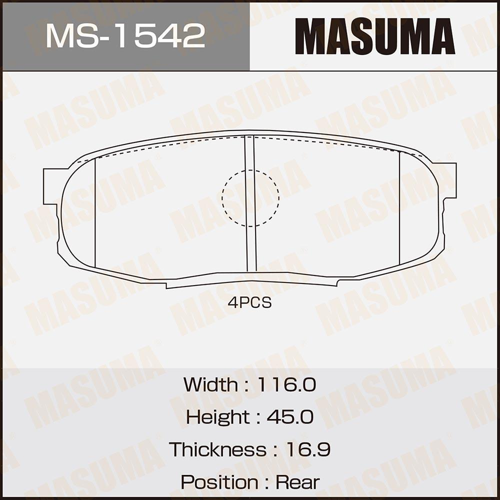 MS-1542X MASUMA Ceramic Break Pads 04466-02340 04466-0C010 04466-60120 04466-60160 04466-YZZAC Brake Pad for LEXUS for TOYOTA