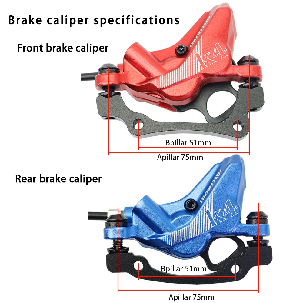 Factory AKANTOR Bicycle Four Pistons Hydraulic Brake Set MTB Bike Disc Brake 900/1600mm