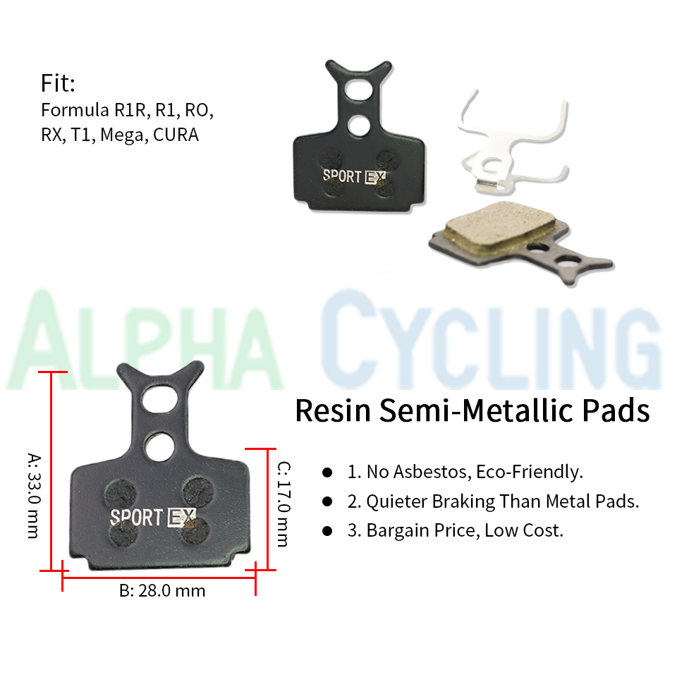 Resin Bicycle Brake Pads for Formula Mega, R1R, R1, RO, RX, T1, C1, CURA Caliper