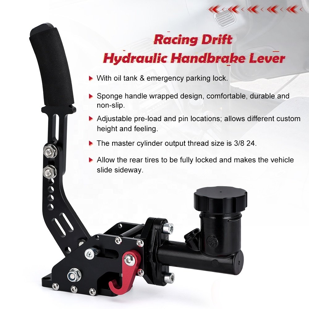 Black Hydraulic Racing Hand E Brake Drift Rally Handbrake Aluminium Lever Oil Tank Cylinder 0.75Bar PQY-HB04