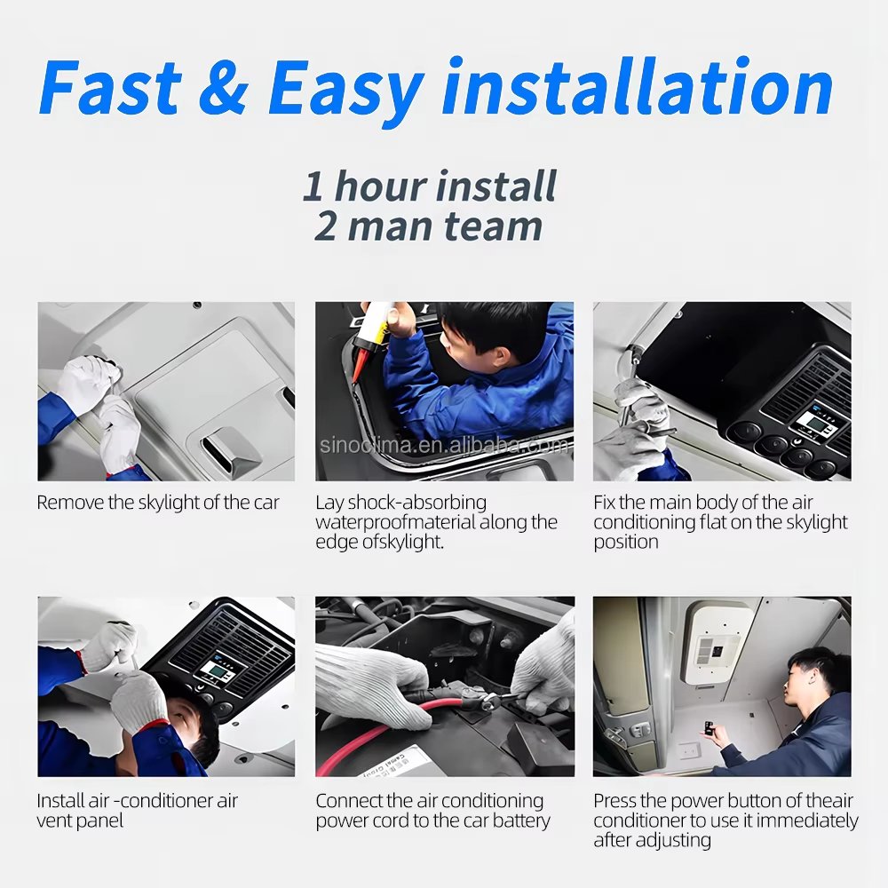 Auto Parking Split Air Conditioner 12v Semi Truck Apu Units 24v Rv Electric Air Conditioner for Cars Van