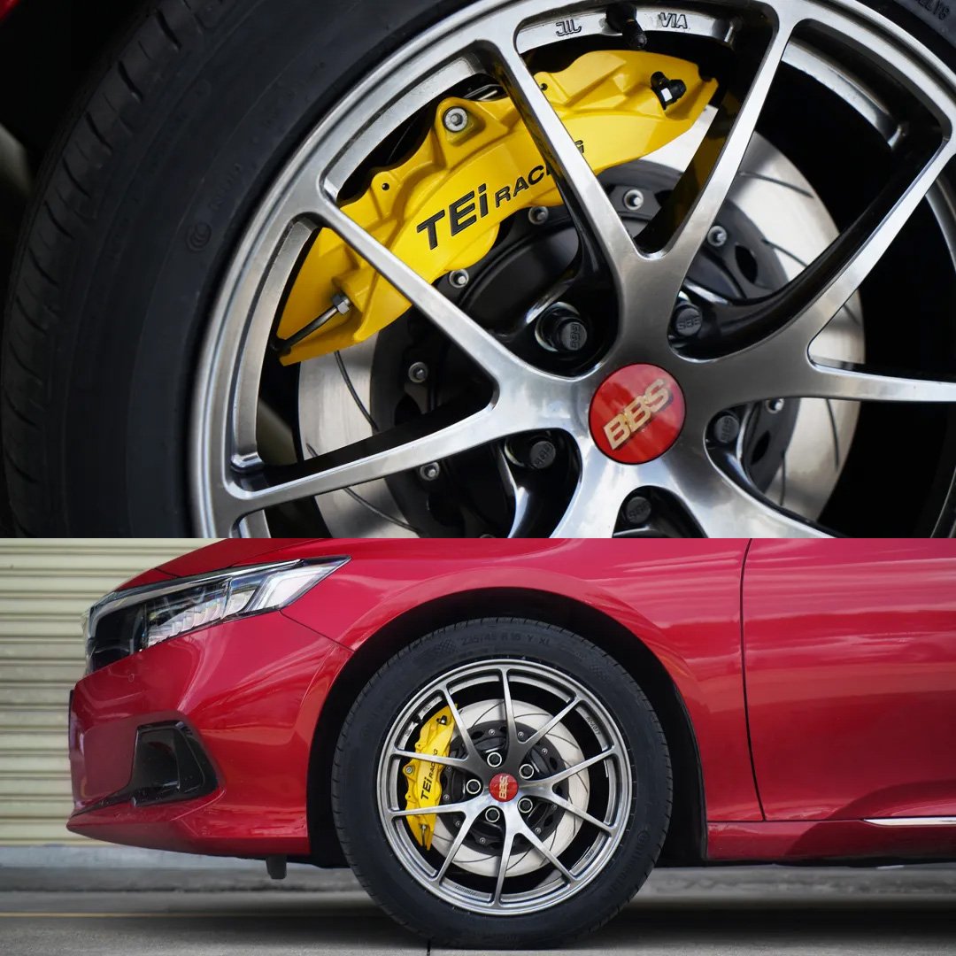 Front P40NS+ 4 Piston Caliper and Rear P4-Explore 4 Piston Caliper BBK Auto Brake System for Honda Accord 18 Inch Car Rim