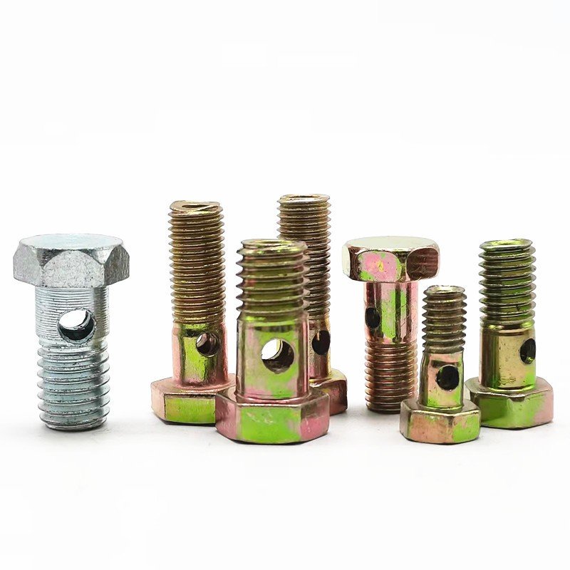 Galvanized Carbon Steel Hollow Bolt Hexagon Head Bolt Oil Pipe Connection Screw for Hydraulic Cylinder