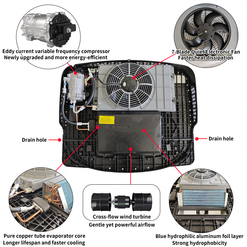 Factory Wholesale Other air Conditioning Systems 12v 24volt Parking Truck RV Bus Camper Dc Rooftop air Conditioner for Car