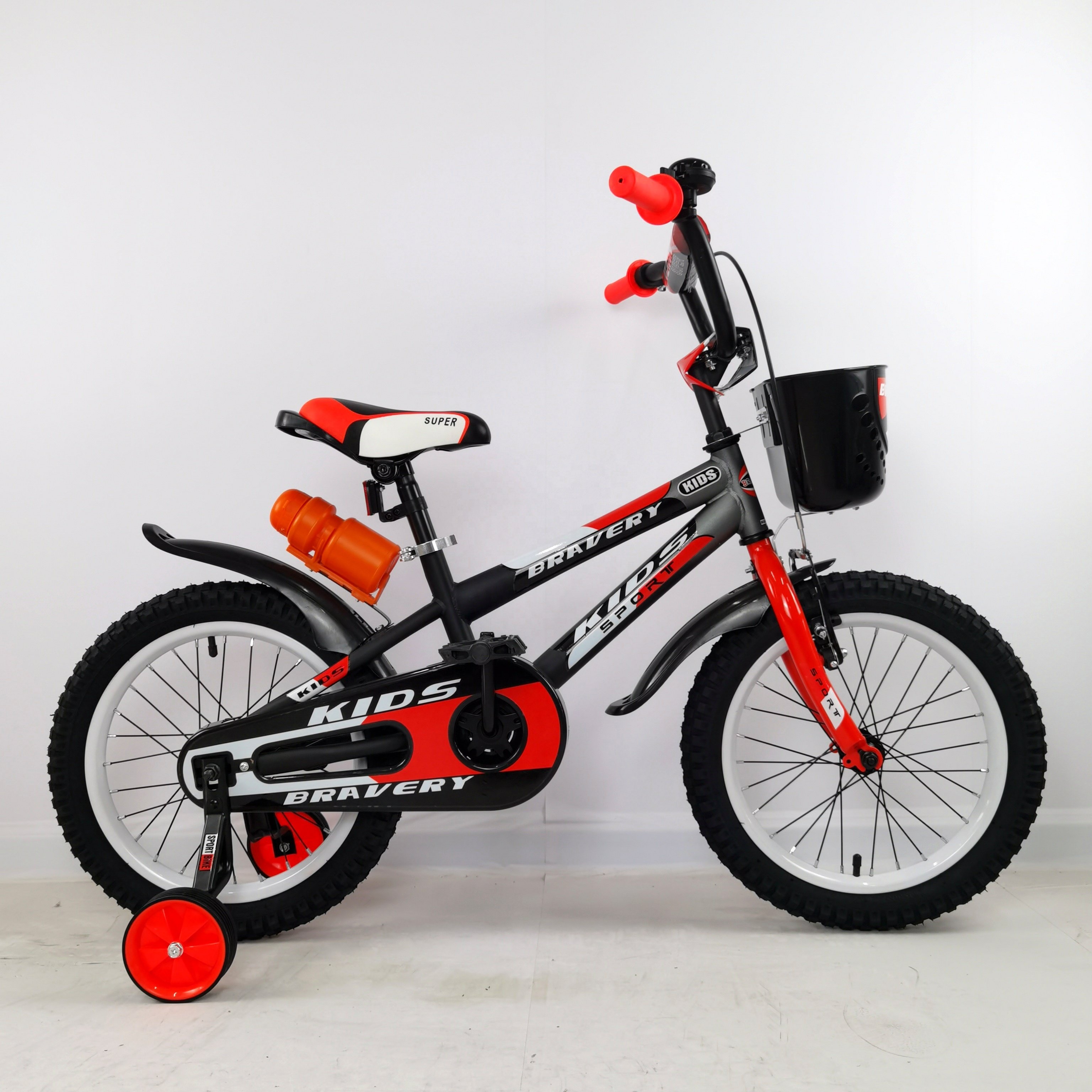 16 Inch Kids Bicycle with Rear Bottle Children Bicycle with Front Basket Kids Bike Ride Outdoor for 3-12 Years Children
