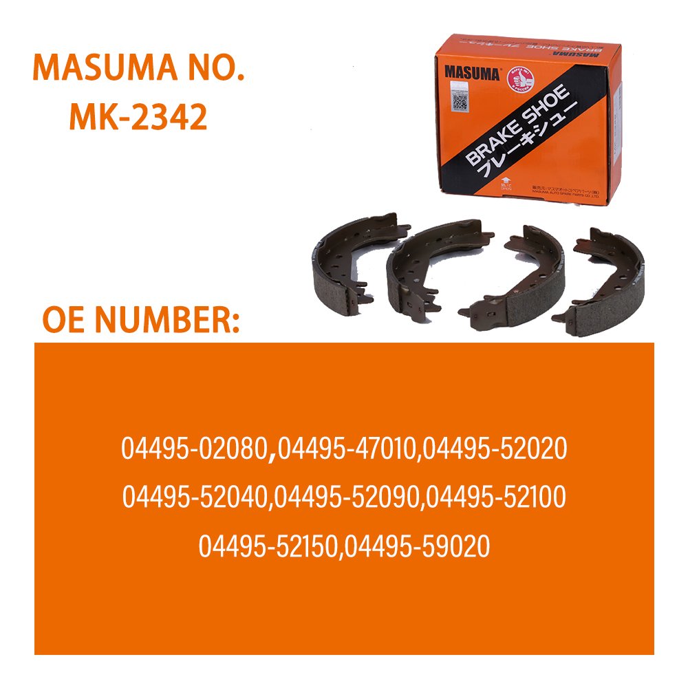 MASUMA MK-2342 Auto Spare Factory Semi Metal Parts K2342 Car Brake Shoes 04495-02080 Brake Shoes for COROLLA