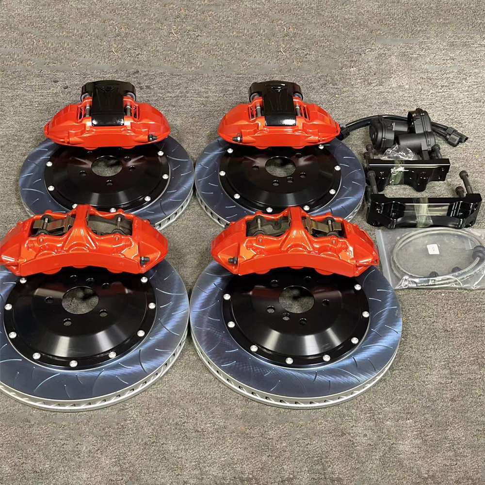 Integration Mechatronics New Rear 4 Pot Rear Wheel Calipers Kit with Electronic Handbrake for 18 19 20 Inch Wheel