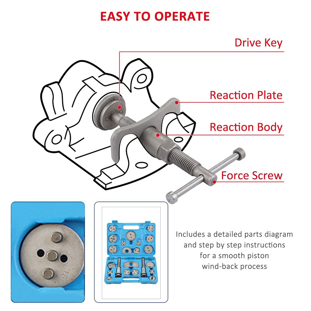 23pcs Vehicle Brake Piston Rewind Back Disc Brake Caliper Tool