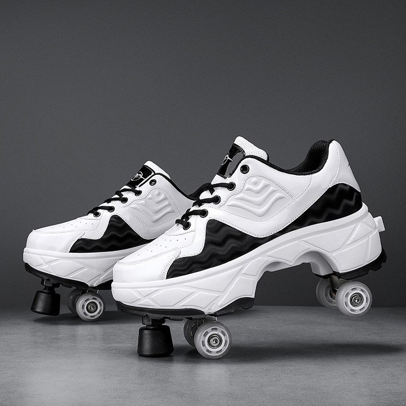 2024 Unisex Retractable Wheels Outdoor Fun & Fitness Kick Roller Shoes