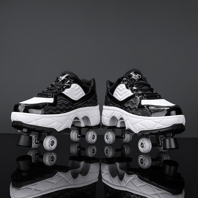 2024 Unisex Retractable Wheels Outdoor Fun & Fitness Kick Roller Shoes