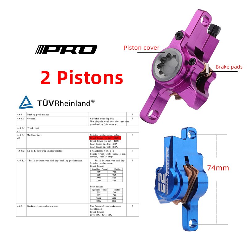 IIIPRO 2 Piston MTB Hydraulic Brake Oil Pressure 800/1550mm E2 Caliper for Mountain Bike