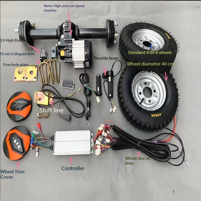 Low Price and High Quality 48V 1000w All Terrain Axle Frame with Engine Brakes Controller Electric Cargo Vehicle Rear Axle