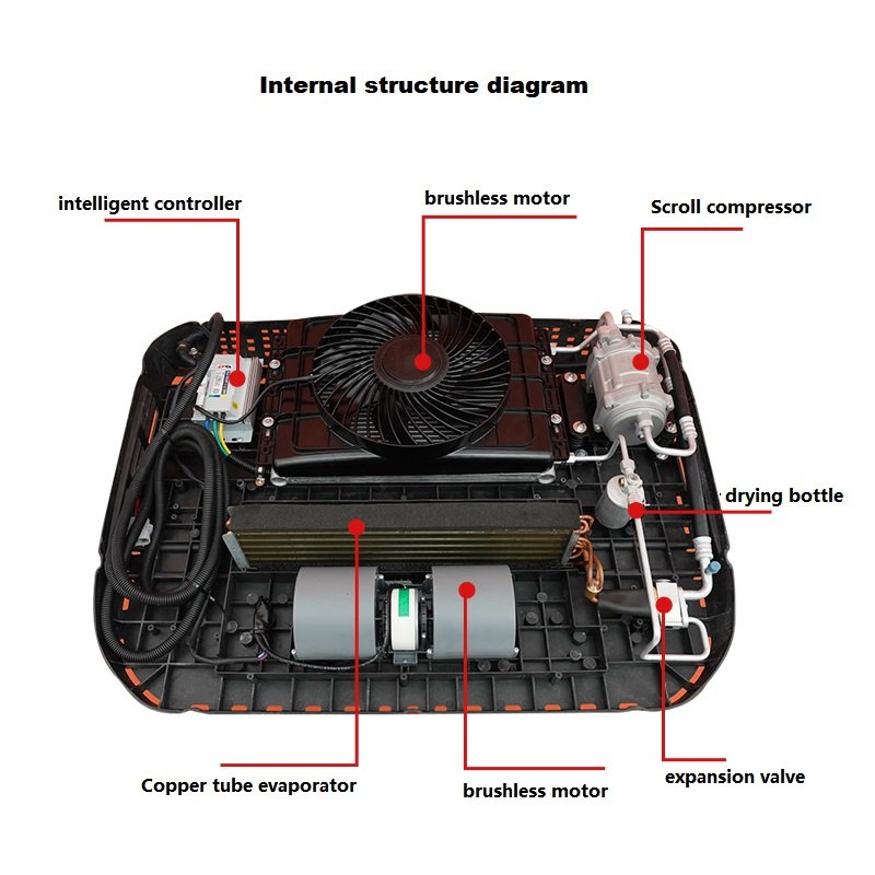Roof Mounted12 Volt Rooftop air Conditioning Dc 12v 24v Electric Parking Air Conditioner for Car Van Truck Bus Caravan