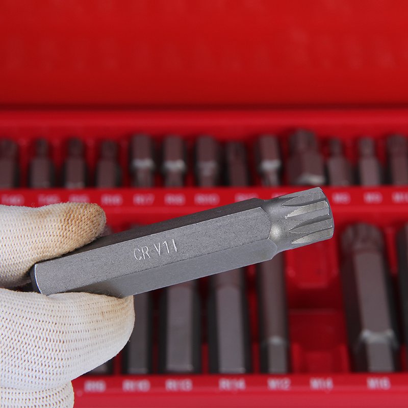 Hot Sell 40 Pcs Torx Bit Set Crv 1/2 3/8 H12 M12 T55 Iron Box Long Bit Set