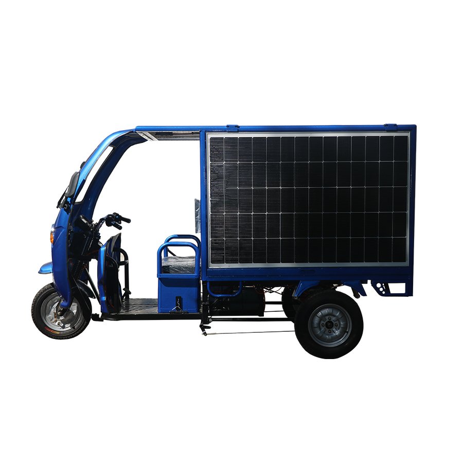 QSD 2025 Electric Cargo Rickshaw Tricycles 1200W Solar Panel 48V Motorized Open Body Type Auto Passenger Rickshaw