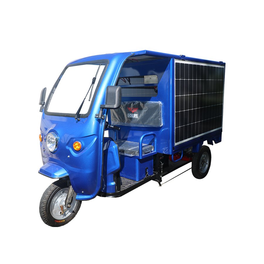 QSD 2025 Electric Cargo Rickshaw Tricycles 1200W Solar Panel 48V Motorized Open Body Type Auto Passenger Rickshaw