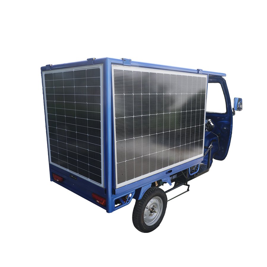 QSD 2025 Electric Cargo Rickshaw Tricycles 1200W Solar Panel 48V Motorized Open Body Type Auto Passenger Rickshaw