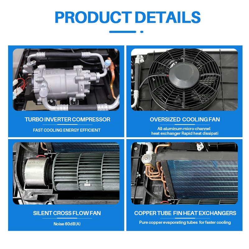 New Design Parking Cooler 24V Bus Truck Van 12 Volt 12v Roof Top Motorhome Boat air Conditioner for RV