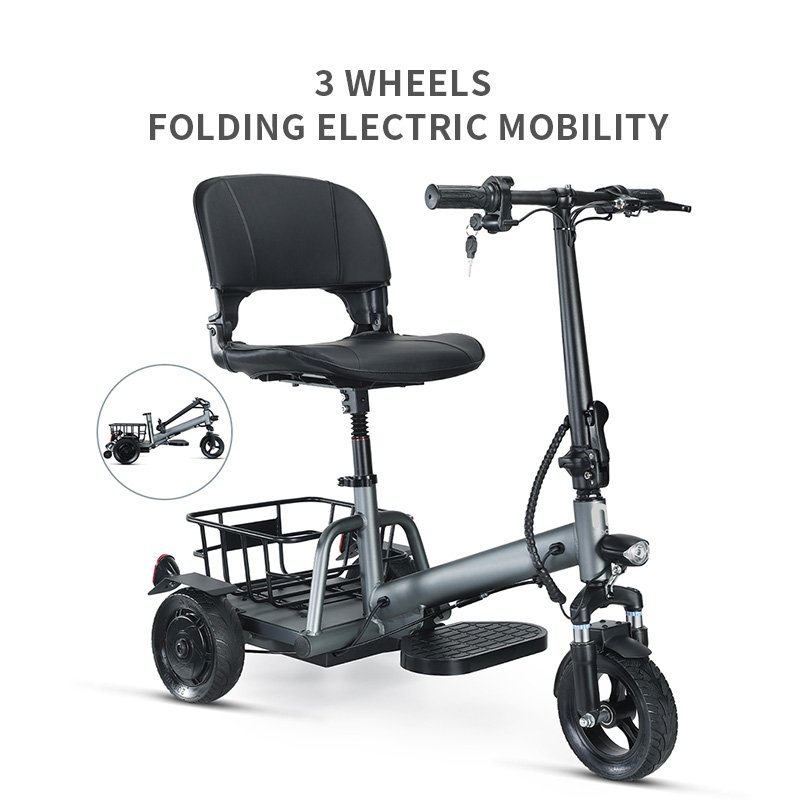 Tricycle Electric Scooter 3 Wheel 10'' Folding Electric Tricycle with Aluminum Alloy Frame for Adults