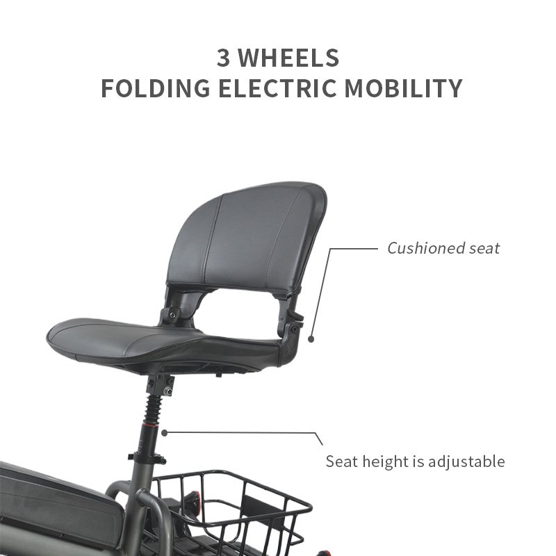 Tricycle Electric Scooter 3 Wheel 10'' Folding Electric Tricycle with Aluminum Alloy Frame for Adults