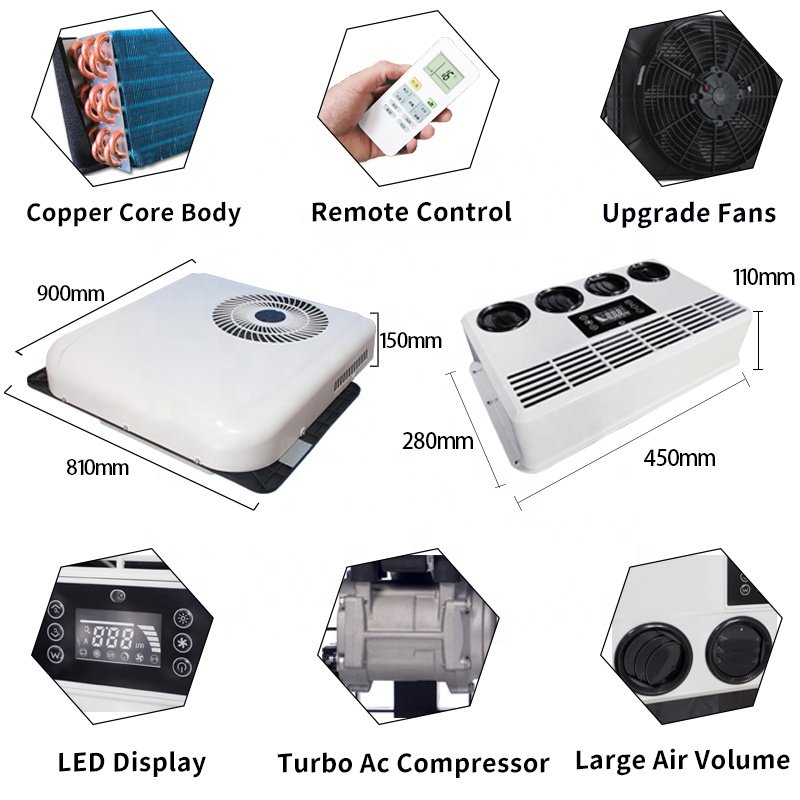 2024 Energy Efficient Auto Parking Conditioner Trucks 12v 24V Rooftop Air Conditioner For Rv Camper Van Motorhome
