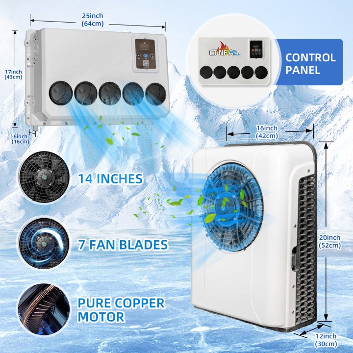 Car AC Cooling Parking Air Conditioner 12v Auto Air Conditioning 24V Electric Truck Air Conditioner