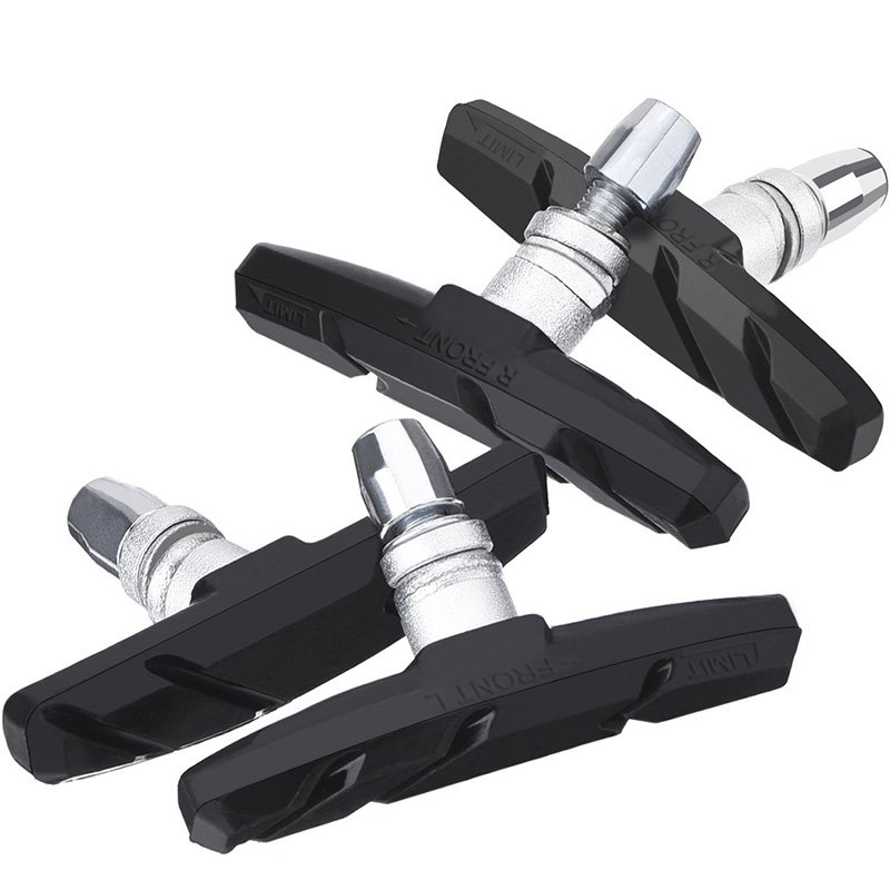 RIDERACE 1 Pair Mountain Road Bike Brake Pads Silent Bicycle Braking V-Brake Parts Folding Holder Rubber Blocks Clamp Durable